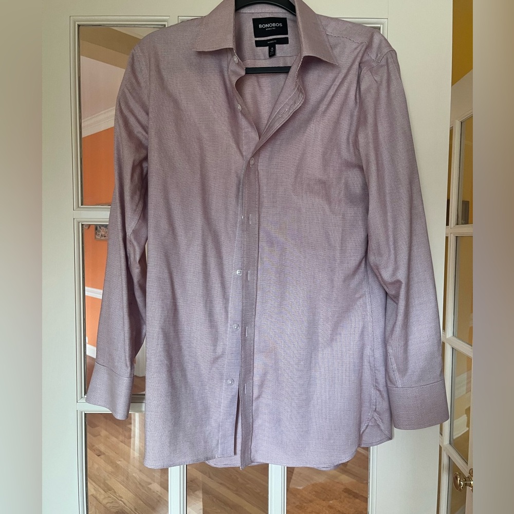Bonobos Daily Grind Wrinkle Free Dress Shirt - Burgundy Basket Weave